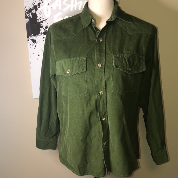 Western Dark Green Button Down Top M - Picture 2 of 9